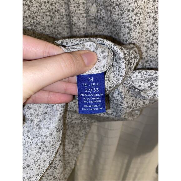 apt 9 mens shirt Slim Fit Medium Button Down Grey White collared shirt - Picture 3 of 4